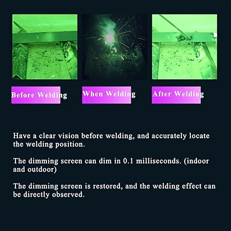 Solar-Powered Welding Helmet with Adjustable Shade UV IR Protection Lightweight Plastic