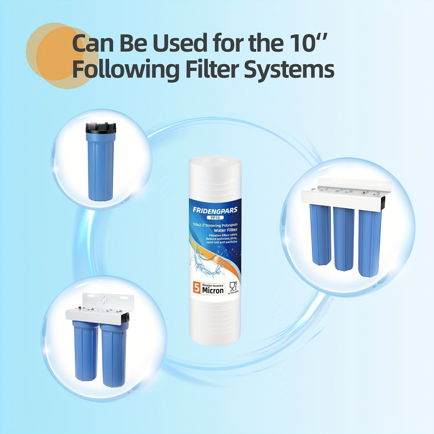 Set of Four 25.4x6.35cm Water Filter Cartridges with 5 Micron Sediment for Whole House Filtration