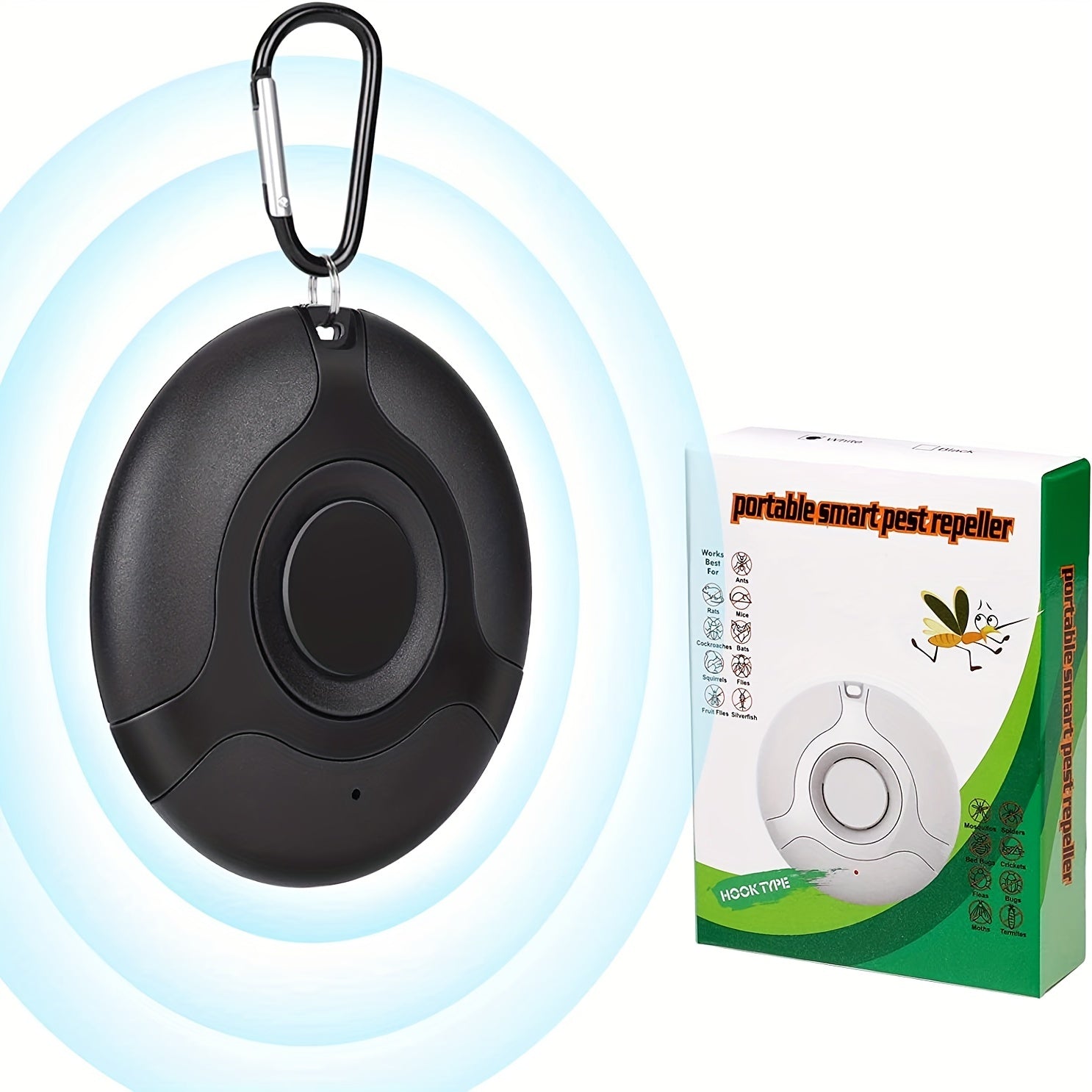 Ultrasonic Pest Repellent Indoor Outdoor Mosquito and Flea Repeller Black