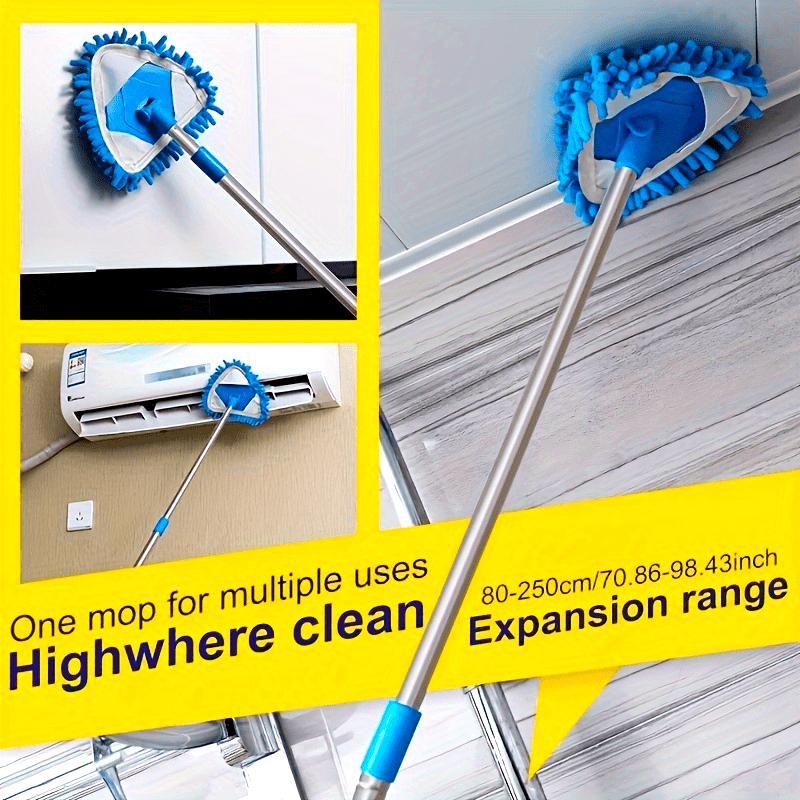 Telescopic Triangle Cleaning Mop with Long Handle for Walls Floors and Ceilings