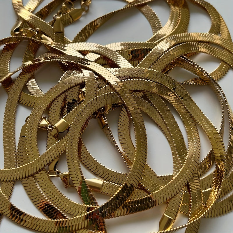 18K Gold Plated Copper Jewelry Set with Snake Chain Necklace and Bracelet for Women