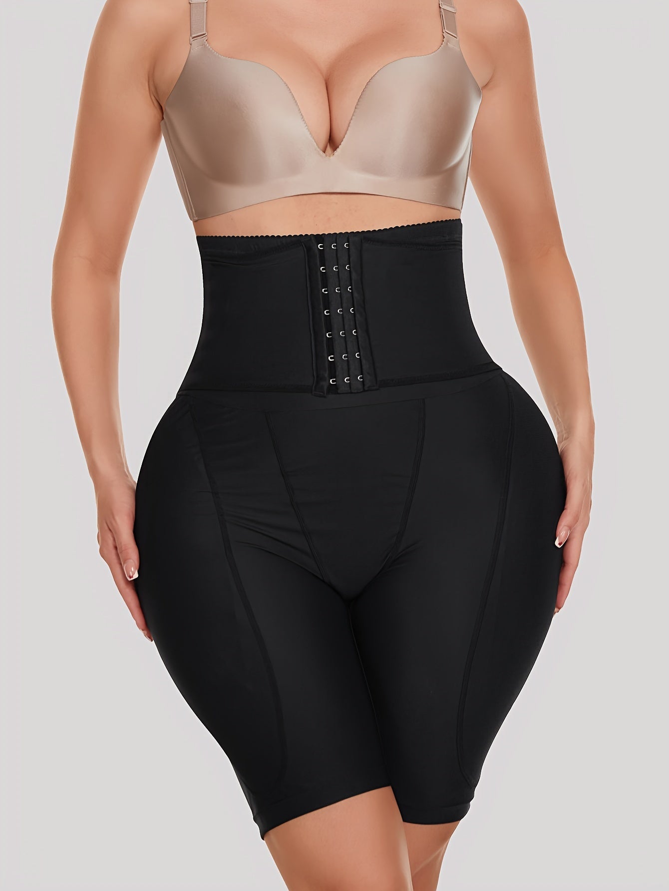 Women High Waist Shaping Shorts Tummy Control Butt Lift Solid Knit Fabric