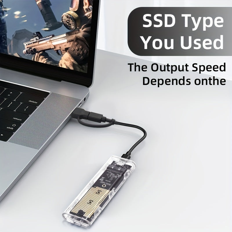 USB C NVMe SSD Enclosure 10Gbps Transparent M.2 NVME Hard Drive Case