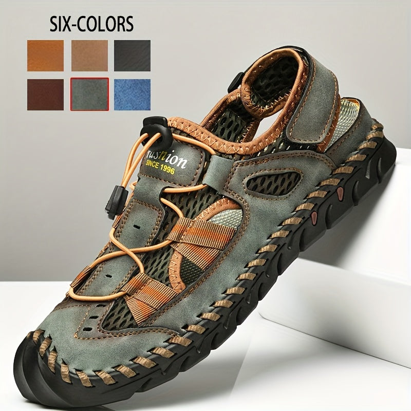 Men's Mesh Sandals with Adjustable Drawstring for Outdoor Casual Walking