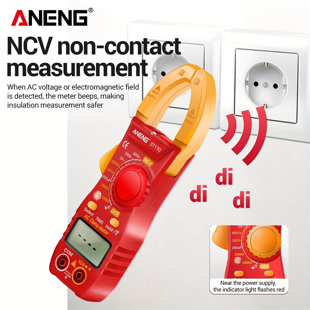 Digital Clamp Meter 500A AC/DC Voltage Resistance Capacitance Non-Contact Testing
