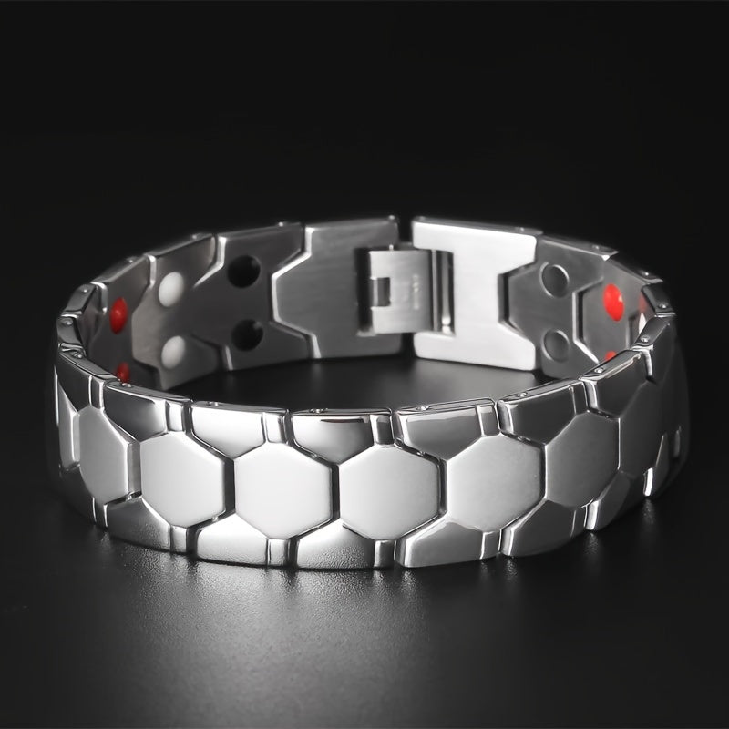 Titanium Steel Bracelet with Spherical Energy Magnet for Health and Wellness