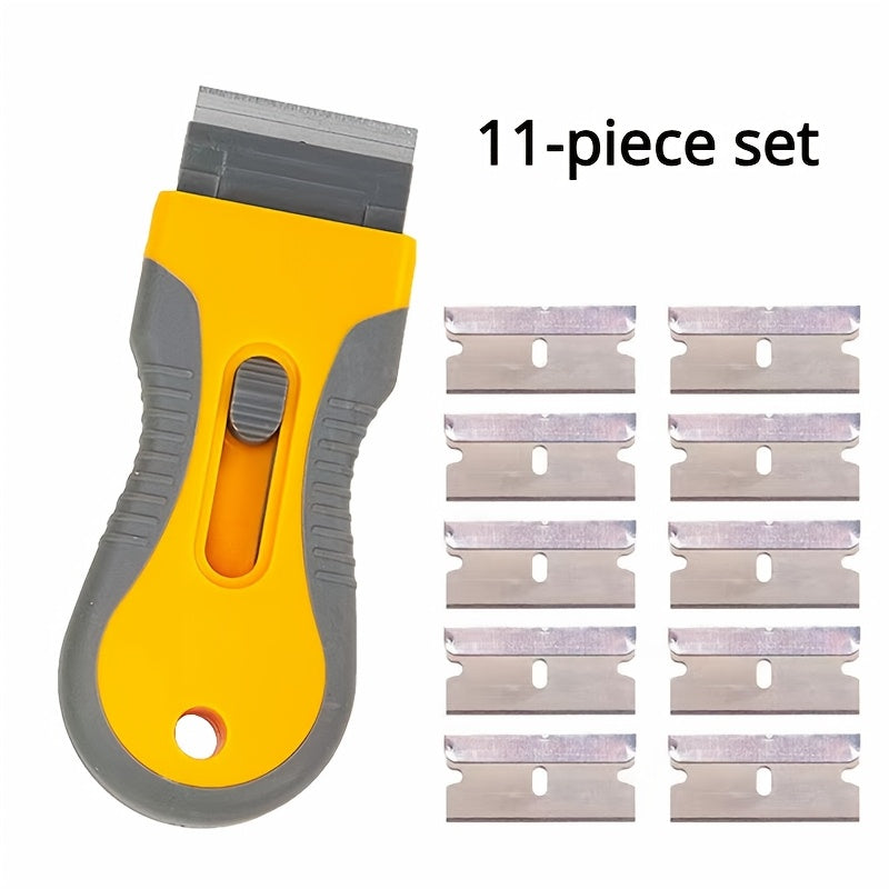 Handheld Razor Blade Scraper Tool with Extra Blades for Glass and Floor Cleaning
