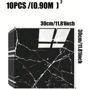 10 Ta Luks Marmar O'z-o'zidan yopishadigan devor panellari, 30x30 sm, suv o'tkazmaydigan PVC, oson o'rnatish. Oshxona, hammom, yashash xonasi uchun ideal. Qora va oq dizayn, haqiqiy ko'rinish. Mukammal uchun