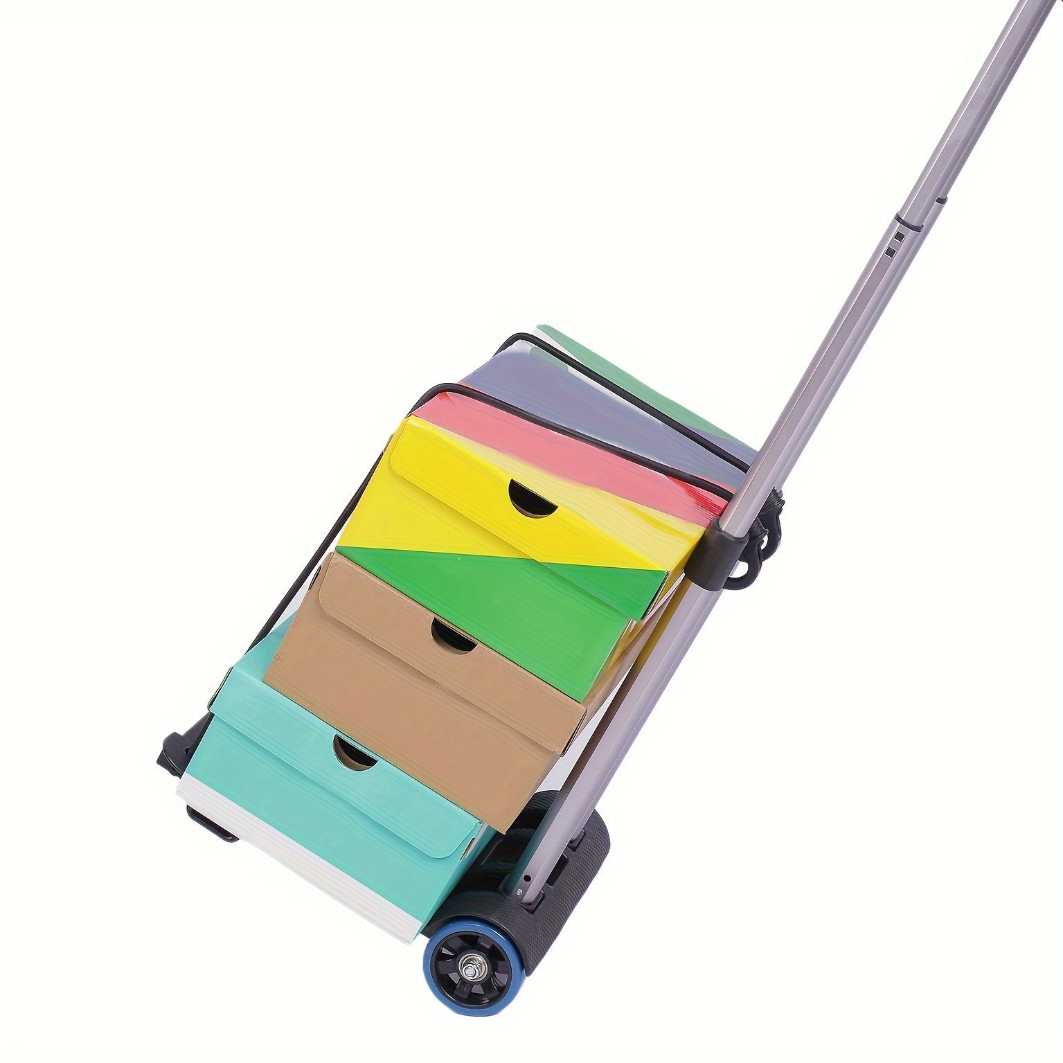 Ultra-Lightweight Portable Trolley Black Folding Aluminum Handle Durable Plastic Metal Four Wheels