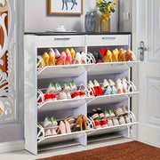 Stylish 3-Tier Stainless Steel Shoe Rack Modern Metal Frame Shoe Storage