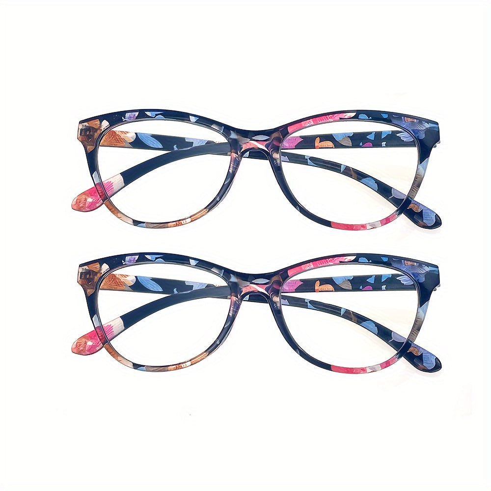 Gafas de lectura cuadradas para mujer con patrón de impresión de marco completo para presbicia