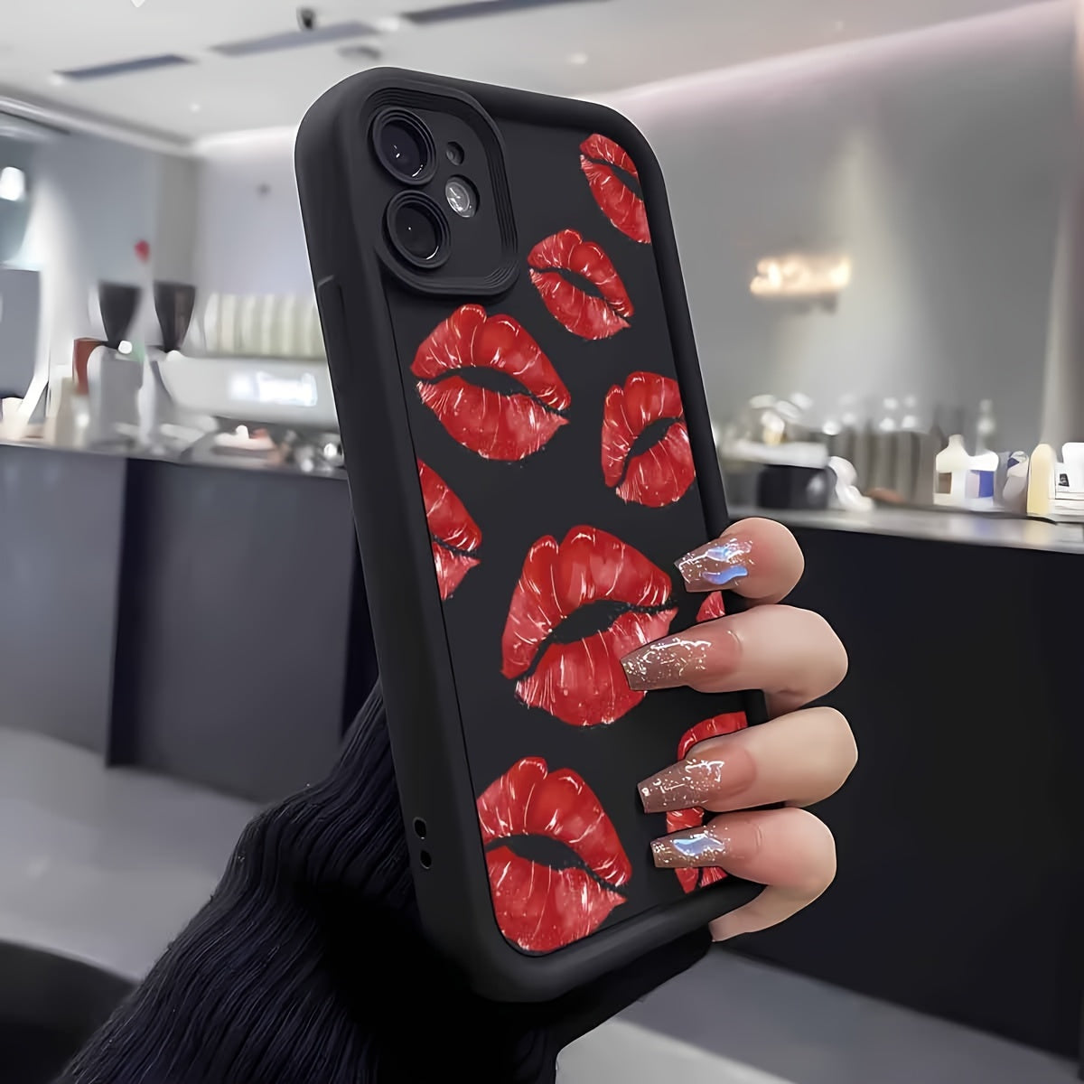 Red Lips Lipstick Phone Case for Xiaomi Redmi Frosted Black TPU European American Girls Trendy