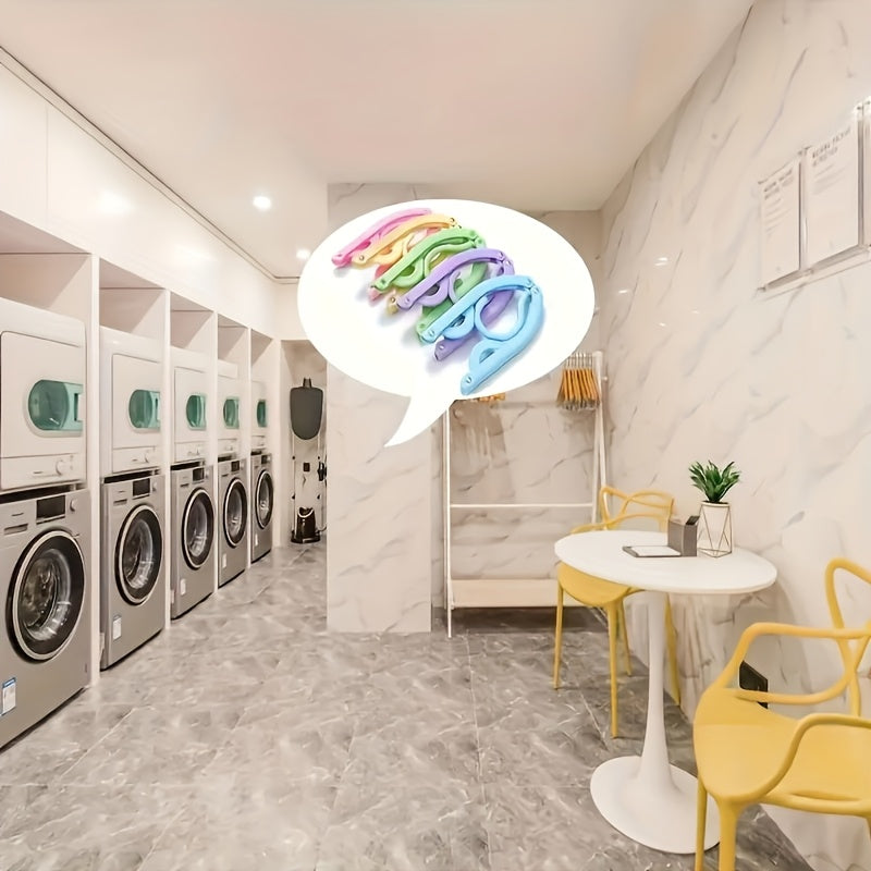 Set of 10 Heavy Duty Plastic Folding Hangers with Clips for Clothes and Accessories