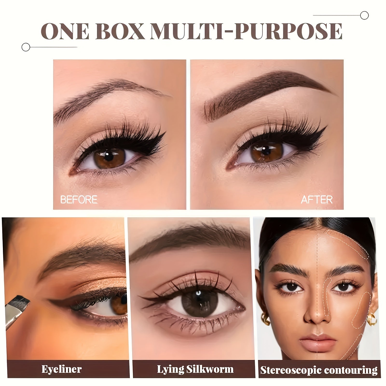 Женская помада для бровей 3-цветная водостойкая стойкая с кисточкой