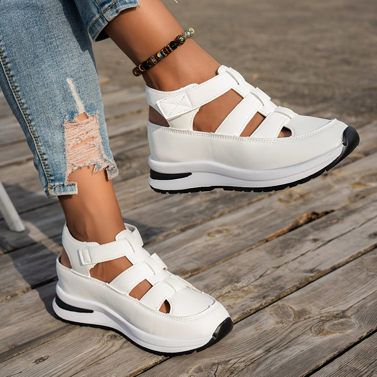 Women's White Casual Sneakers Lightweight Bouncy Soles for Outdoors