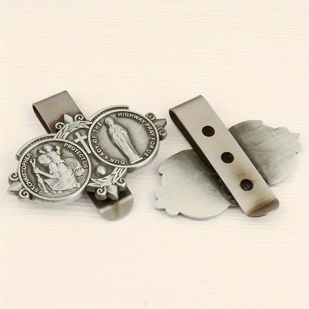 Alloy Saint Christopher Traffic Guardian Hat Clip Set Religious Travel Protector Gift
