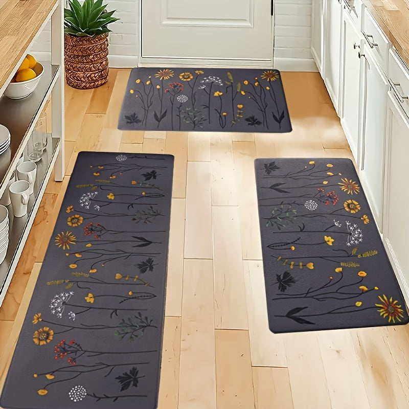 Premium Flannel Anti-Fatigue Kitchen Mat Non-Slip Waterproof Cushioned Floor Mat