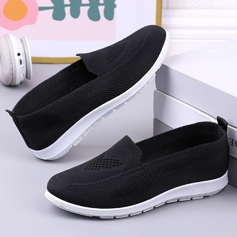 Women's Slip-On Loafers Breathable Fabric Casual Flats Black Brown For All Seasons