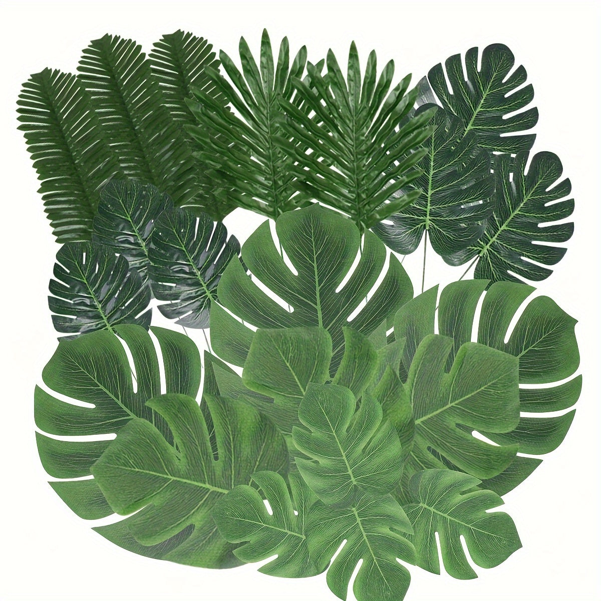 Artificial Tropical Palm Leaves Set of 21 for Party Decorations Hawaiian Themed Weddings and Birthdays