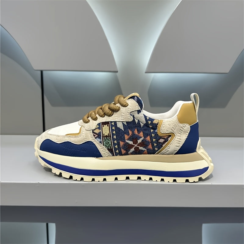 Vibrant Embroidered Sneakers for Men and Women Breathable Fabric Upper Rubber Sole All-Season Casual Sports Shoes