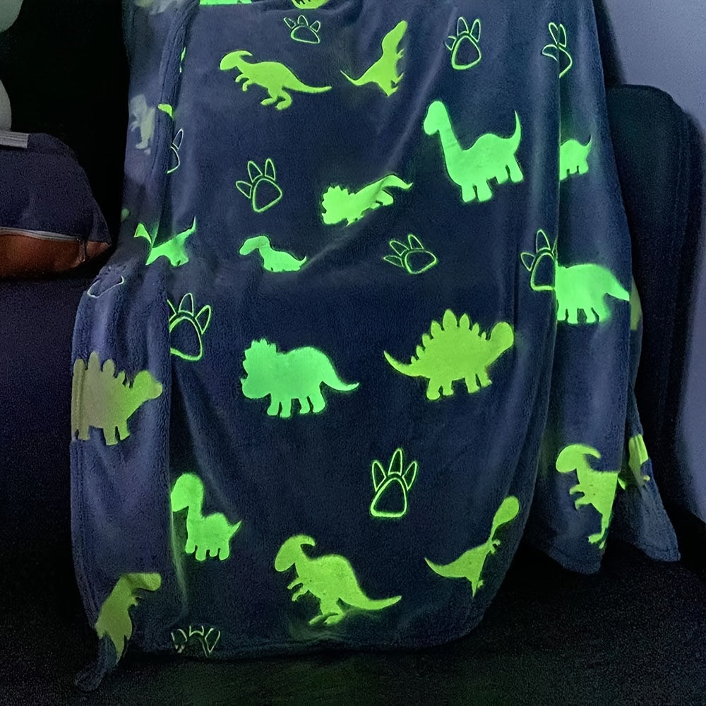Soft and Cozy Glow in the Dark Dinosaur Plush Throw Blanket for Bed Sofa Office