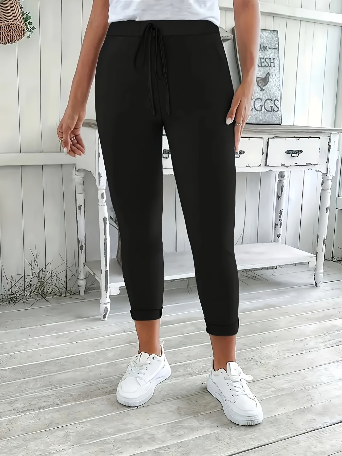 Plus Size Women's Black Slim Fit Leggings Spring Autumn Tights