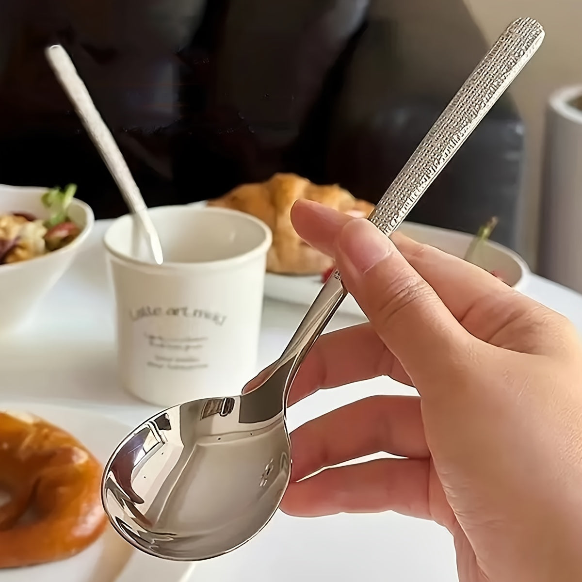 8-Piece Stainless Steel Soup and Catering Spoon Set for Kitchen