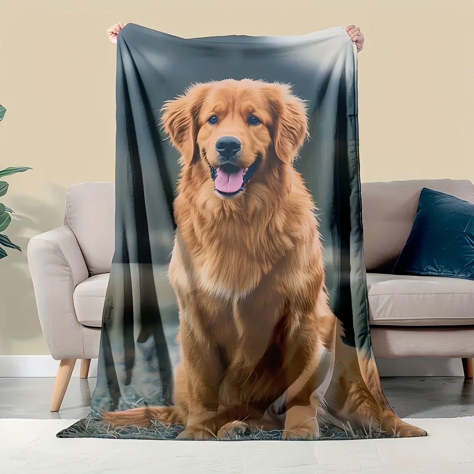 Personalized Reversible Flannel Fleece Blanket Soft Plush Indoor Outdoor Gift