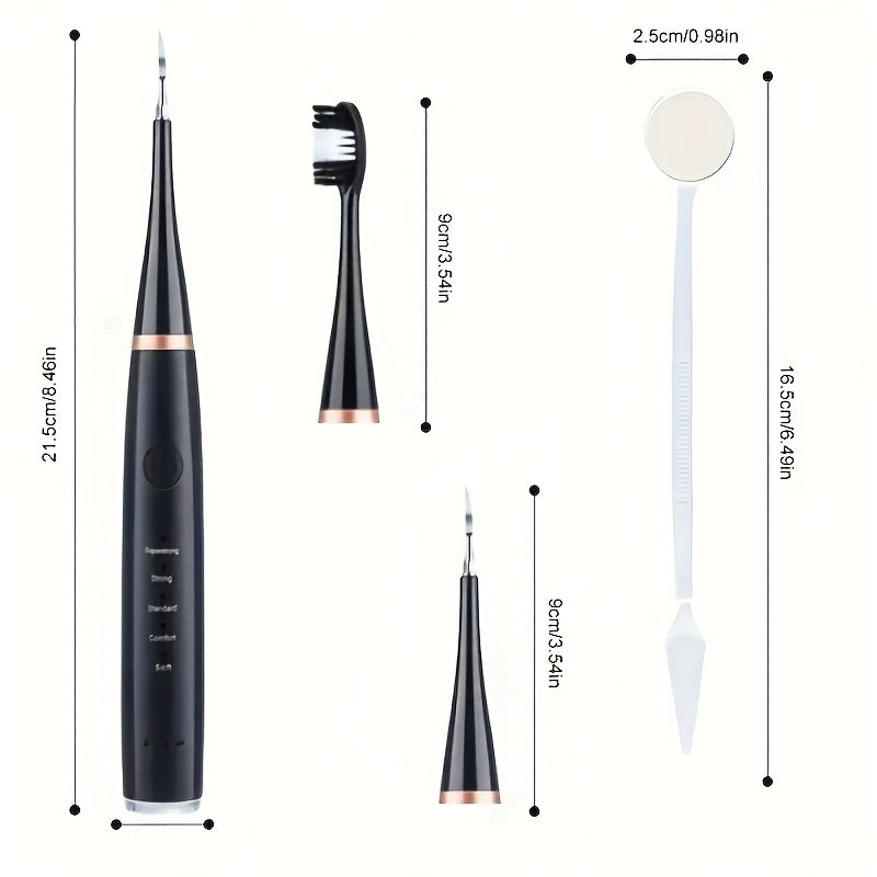 Electric Toothbrush Set with 5 Brush Heads, USB Rechargeable, Soft Bristles