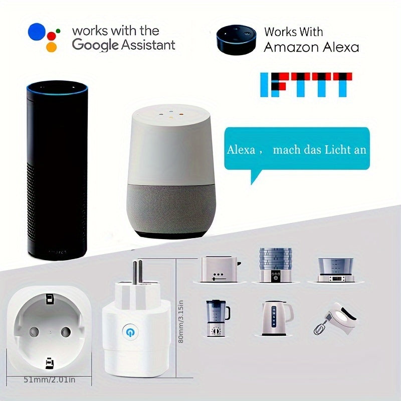 Enchufes inteligentes WiFi EU 16A Pack de 4 compatibles con Google Assistant Alexa Montaje en pared