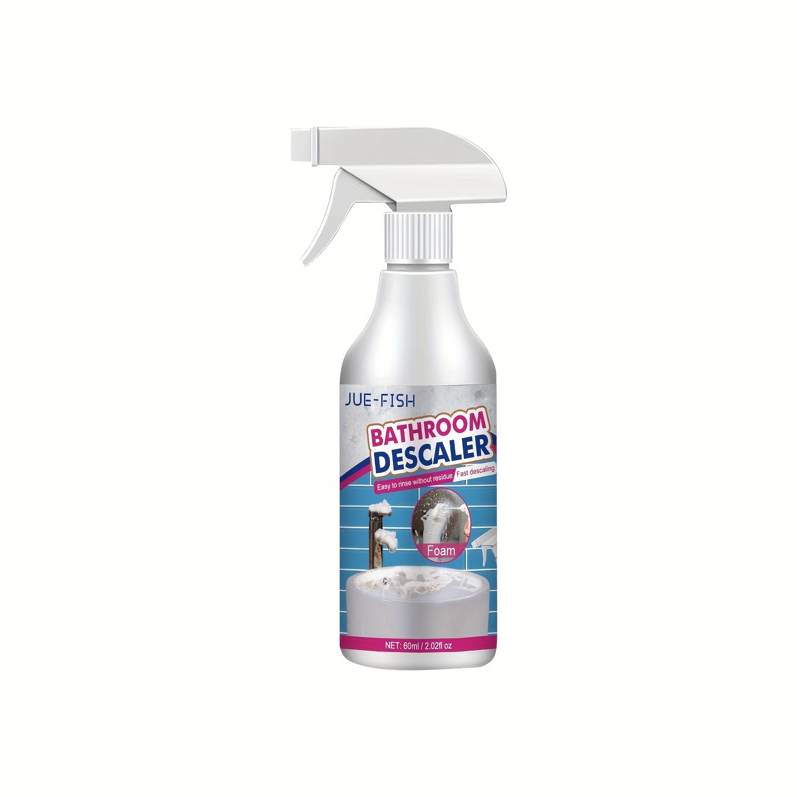 JUE-FISH Foam Bathroom Descaler Spray yordamida hammomingizni porloq toza saqlang! Ushbu maxsus formula metall yuzalarda qoldiqsiz tugatish uchun Citral Ingredientni o'z ichiga oladi. Dush shishasi, zanglamaydigan po'lat lavabolar va