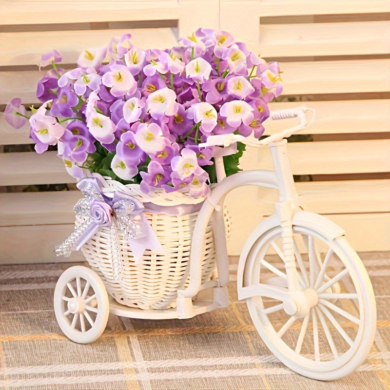 Artificial Plant Pot on Rattan Cart for Living Room Decor and Displays
