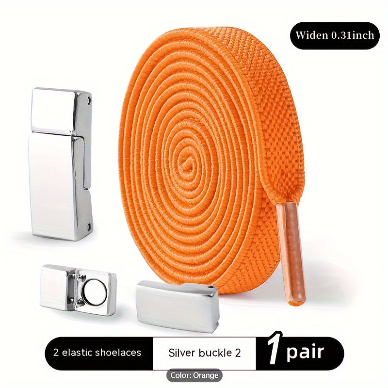 Unisex Elastic No-Tie Shoelaces with Magnetic Buckle Lightweight Polyester