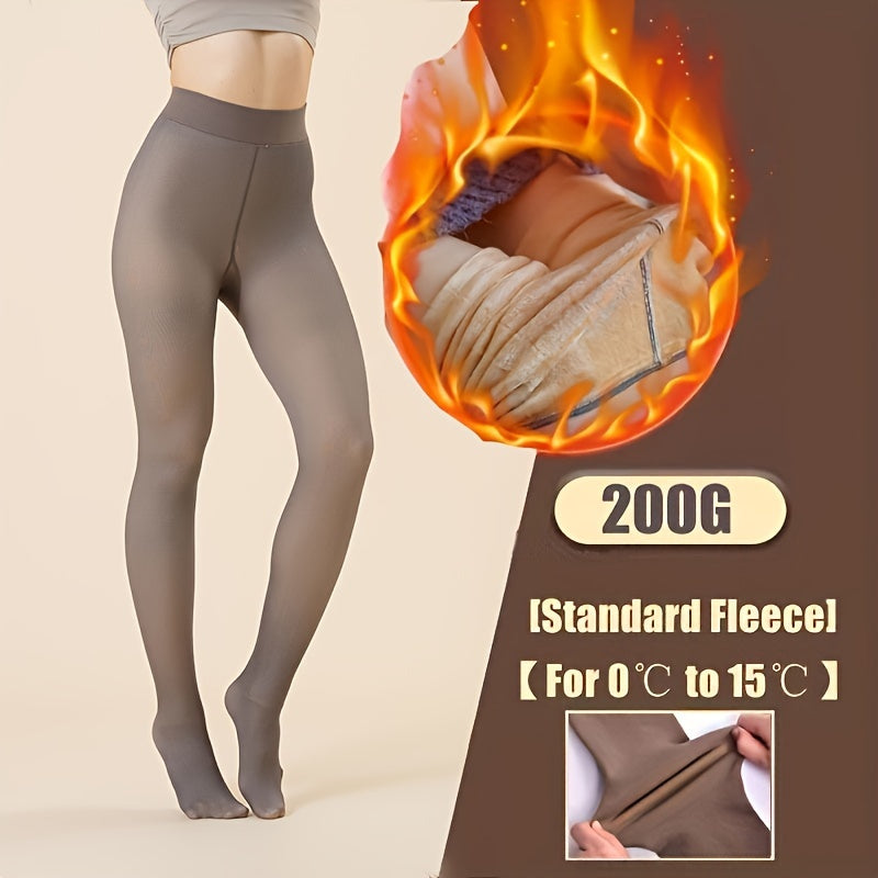 Women's Fleece-Lined Thick Tights Warm Slimming Winter Leggings Polyester Spandex