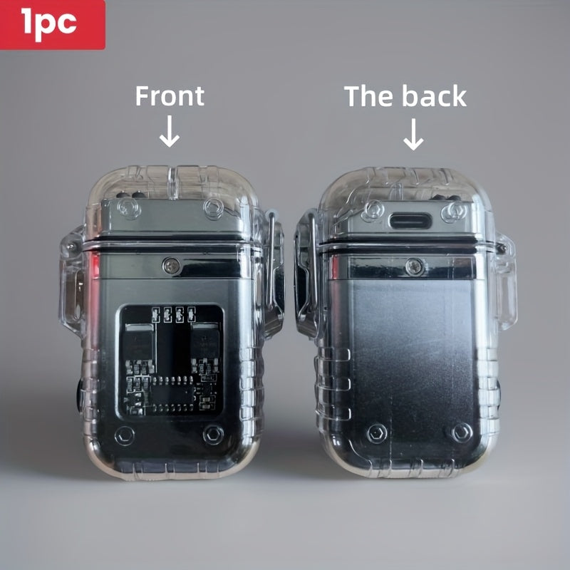 Encendedor recargable de arco de pulso de plasma unisex con linterna y diseño a prueba de viento