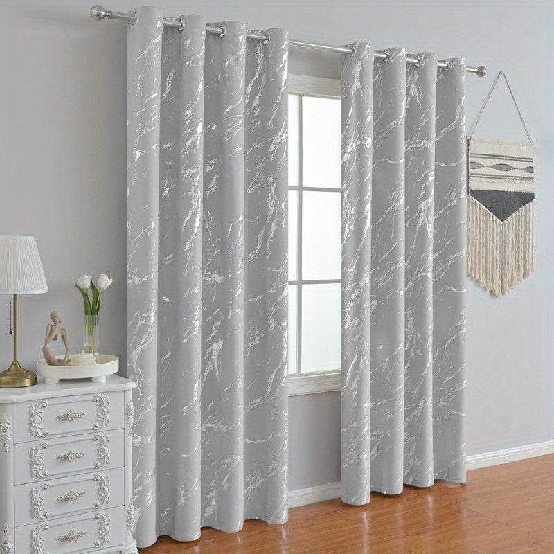 Gray Marble Pattern Curtains for Bedroom Living Room Office Kitchen Modern European Style