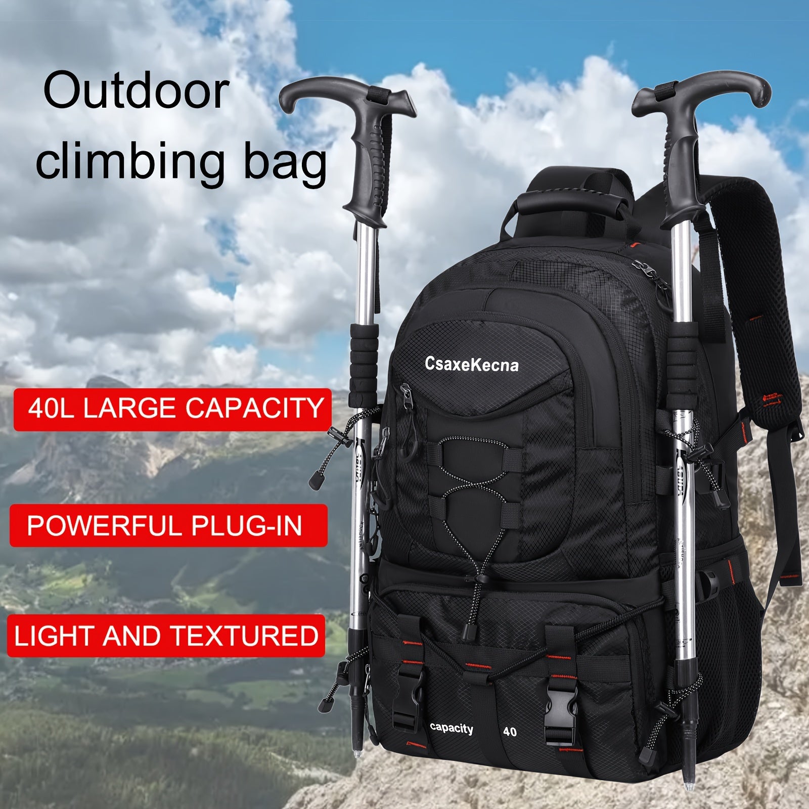 40L sayohat sumkasi, noutbuk bo'limi bilan, USB bilan quvvatlanadigan, sozlanadigan kamarlar, erkaklar va ayollar uchun