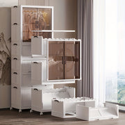 Plastic Modular Storage Cabinet with Dispensers, Foldable Expandable Organizer for Home Office Bedroom