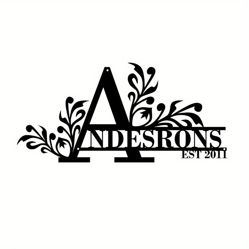 Personalized Metal Family Name Sign Custom Last Name and Date Outdoor Door Hanger