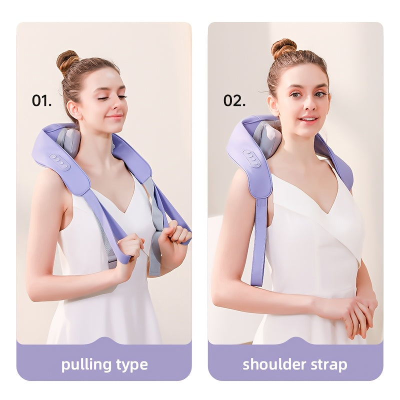 Cordless Massage Shawl with Tiger Mouth Design and Finger Touch for Muscle Relaxation in Neck Shoulders and Body