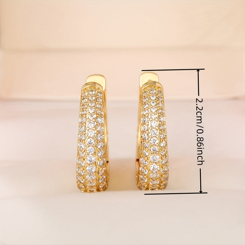 Gold Zirconia Earrings for Women Bridal Wedding Fashion Accessories