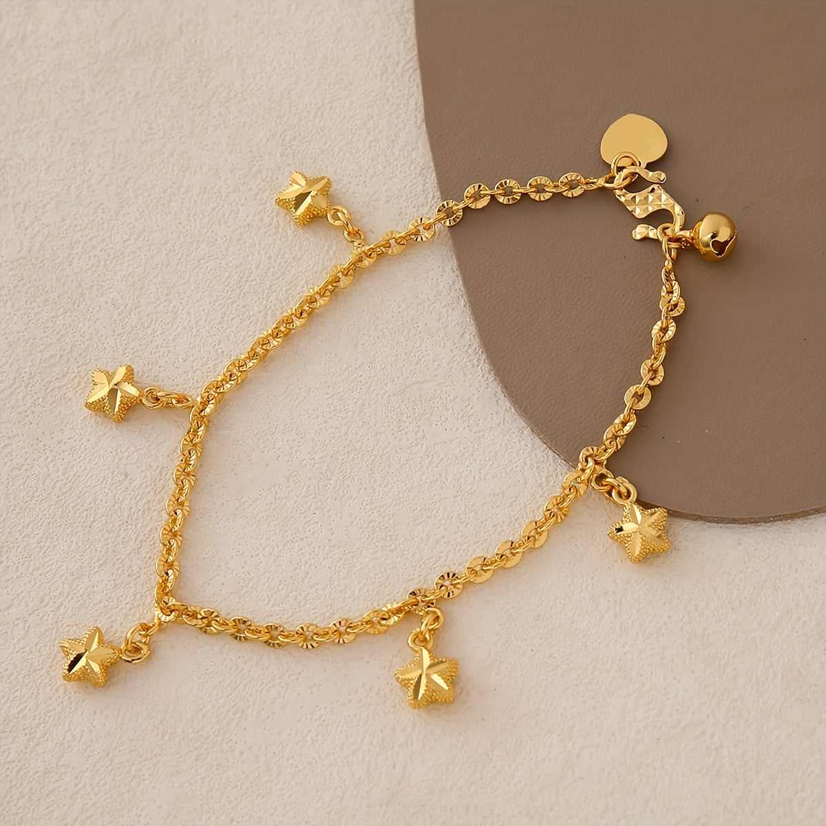 Gold Plated Copper Star Charm Bracelet Adjustable Chain Women Jewelry