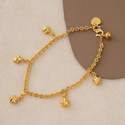 Gold Plated Copper Star Charm Bracelet Adjustable Chain Women Jewelry
