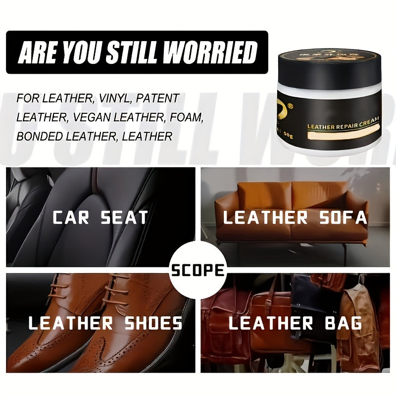 Universal Leather Repair Kit for Cars and Furniture 50g Filler and Restorer