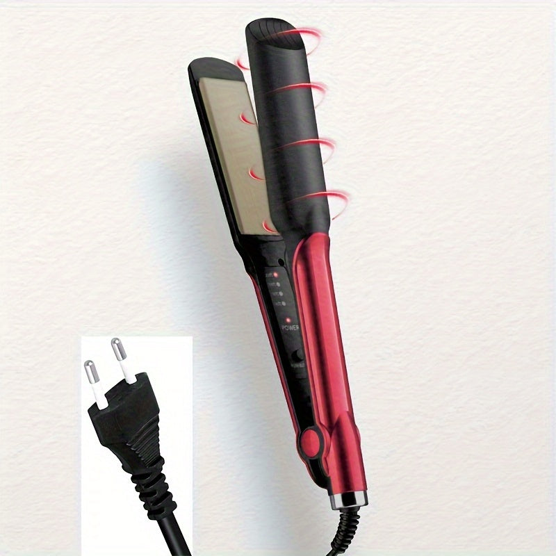 Professional Hair Straightener and Curler with 4-Speed Temperature Control Ceramic Flat Iron Auto Shut-Off Red Black