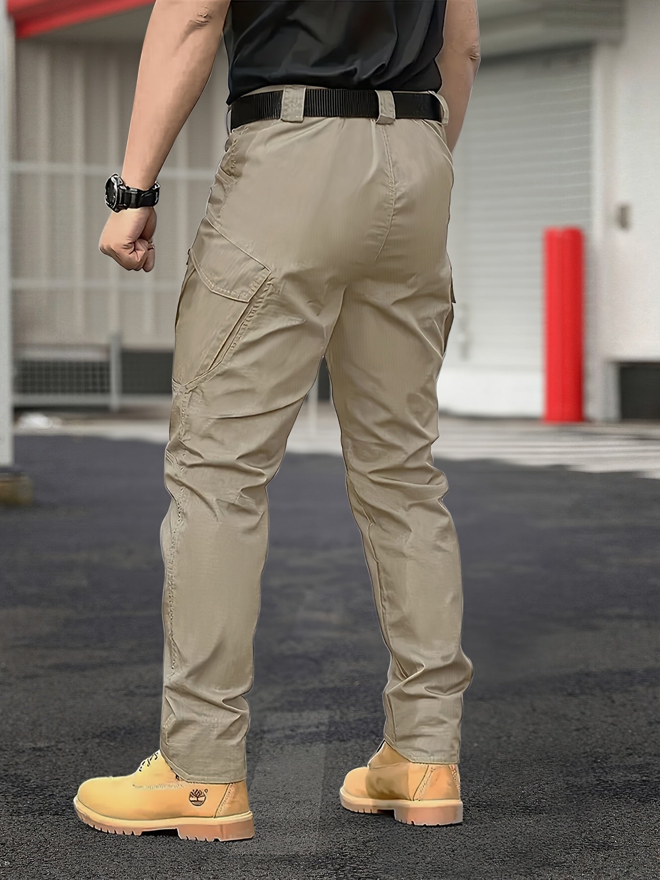 Men's Tactical Cargo Pants Solid Color Regular Fit All-Season Polyester with Multi-Function Pockets