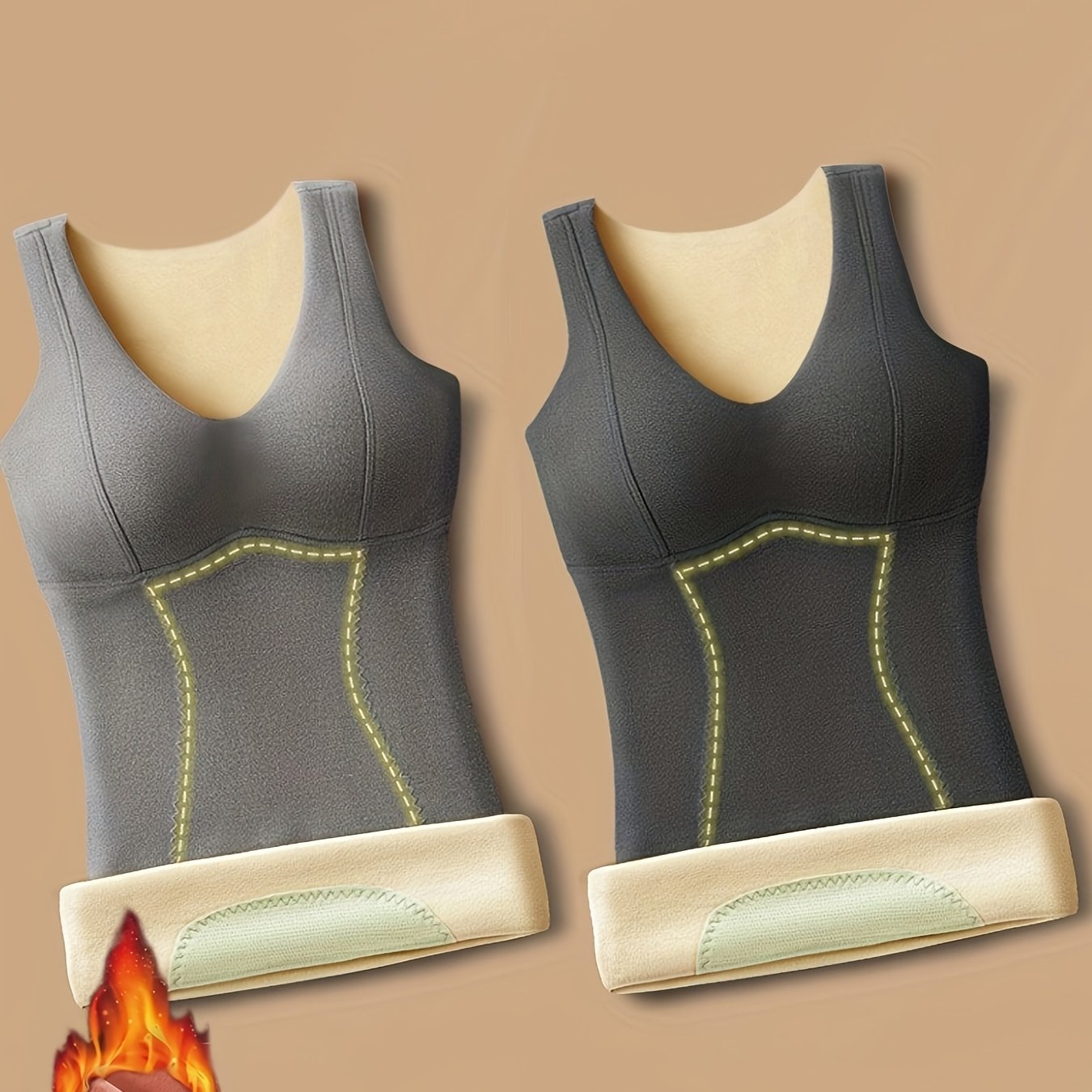 Conjunto de camisetas térmicas para mujer en verde claro y rosa púrpura ajustado, cuello redondo, para otoño e invierno, para capas