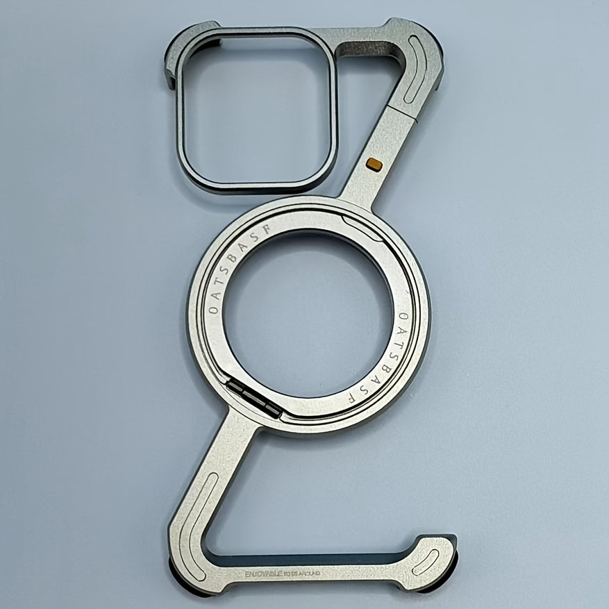 Aviation Aluminum Gold Phone Case for iPhone 13-16 Wireless Charging Magnetic Stand Durable Lightweight