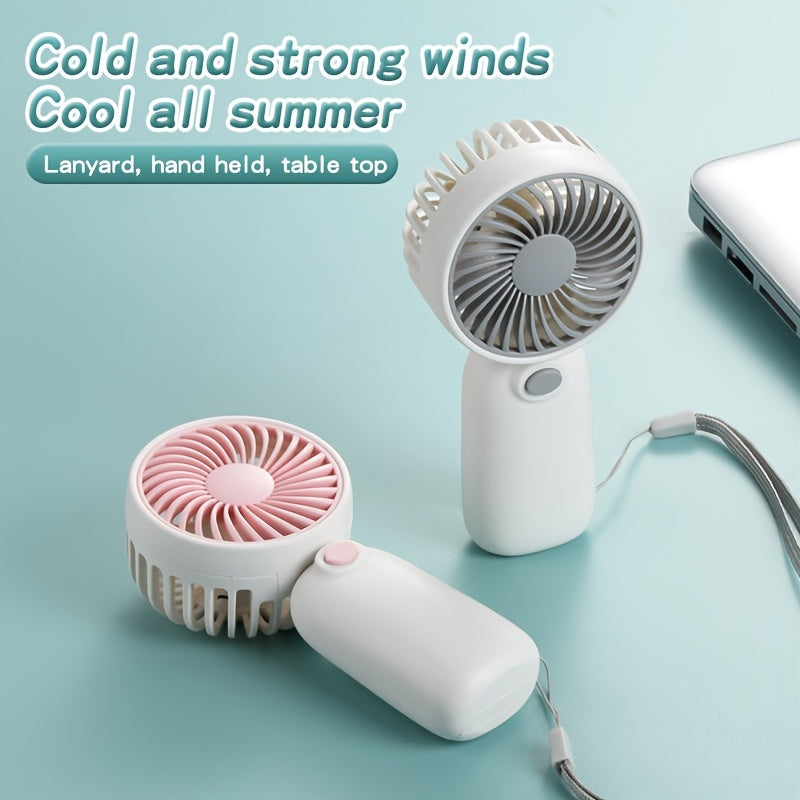 Portable Handheld Fan with Multi-Color Blades, Lightweight Plastic, Battery Operated for Office Travel Camping