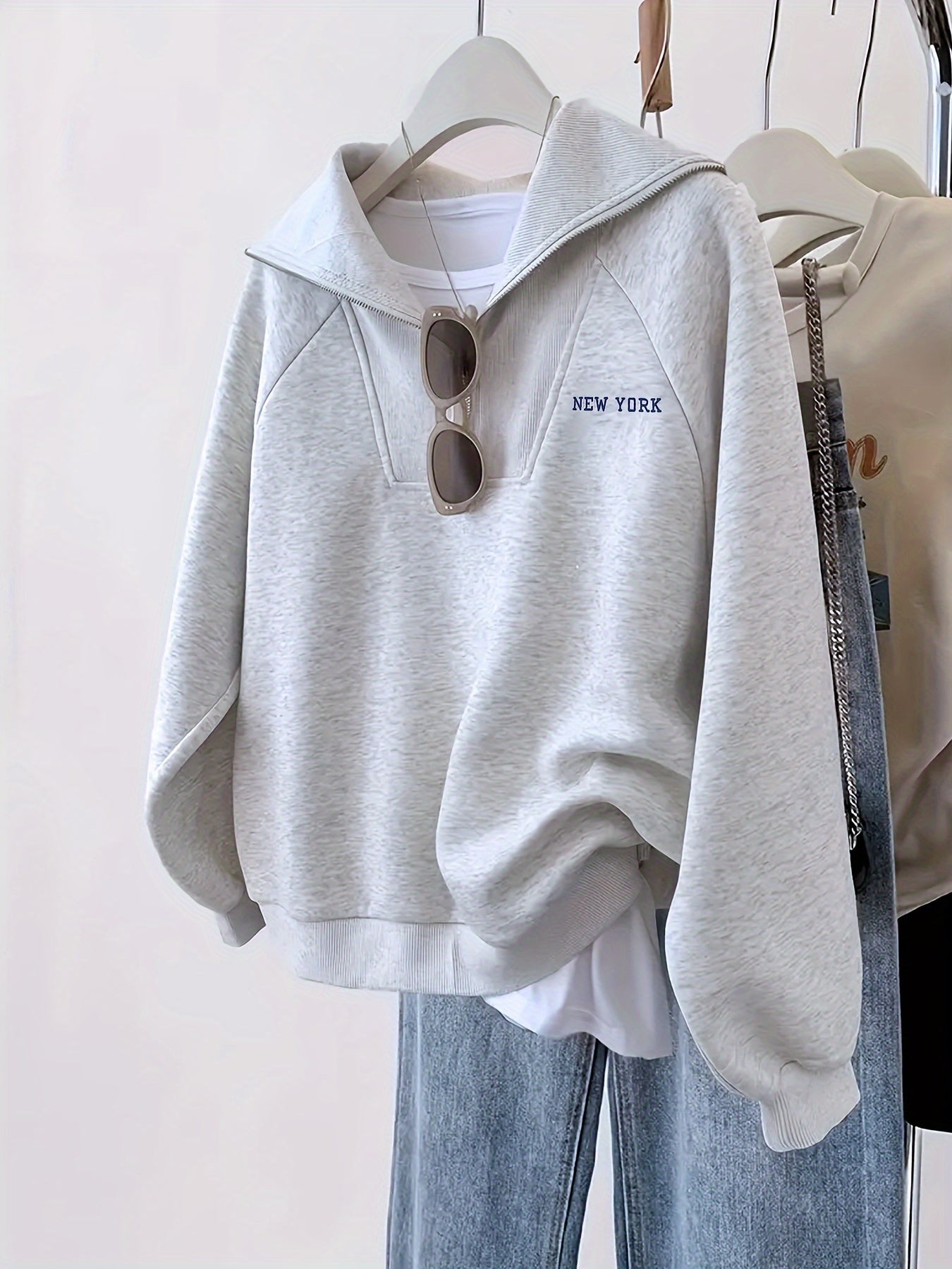 Women's Polyester Hoodie with Animal Print Zipper and Wide Collar for All Seasons